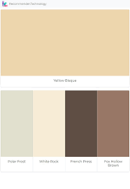 Yellow Bisque Polar Frost White Rock French Press Fox Hollow Brown Yellow House Exterior Brown House Exterior Exterior Color Palette