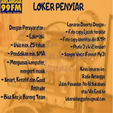 Lowongan kerja paruh waktu / part time terbaru februari 2022 temukan disini loker yang sesuai dengan lokasi, pendidikan dan minat anda. Lowongan Kerja Radio Airlangga Fm Sukabumi