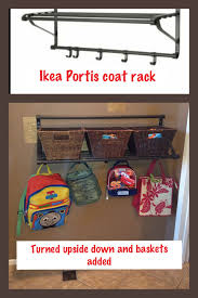 Portis Coat Rack Twenty Dollars From Ikea Turned Upside Down So That Toddlers Won T Pull The Baskets Off The To Daycare Decor Ikea Finds Hallway Decorating
