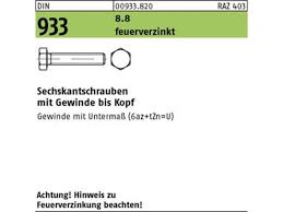 Home schrauben sechskantschrauben din 933. 100 X Sechskantschrauben Din 933 8 8 U M10 X 35 Feuerverzinkt Pegni 11 83