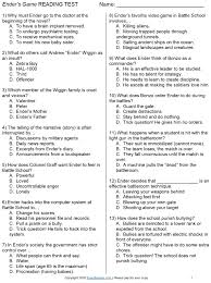 You can use this swimming information to make your own swimming trivia questions. Ender S Game Multiple Choice Test 40 Questions Teachnovels Com