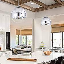 15% off for all purchase use code mid15 currency: Buy Mzithen Mid Century Modern Pendant Lamp Glass Pendant Light Mirror Globe Pendant Light Fixtures Rustic Chandelier Pendant Lighting For Kitchen Island Hallways Dining Room Chrome Silver 10 Inch Online In Indonesia