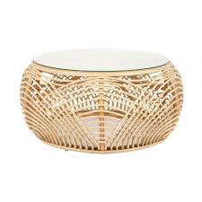 Sibago Rattan Coffee Table With Glass Top Natural Color In 2020 Rattan Coffee Table Solid Coffee Table Wicker Coffee Table