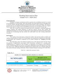 Documents similar to sample deped action research topics and titles. Grade 6 Reading Intervention Plan