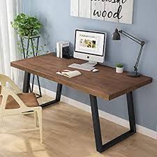 Amazon Com Tribesign Solid Wood Computer Desk Industrial Rustic Office Desk With Slanted Legs Classic Si In 2020 Wood Computer Desk Cheap Office Furniture Furniture