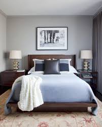 Grey is and will always be the most perfect color. Transitional Gray Bedroom Features Soft Blue Bedding Hgtv