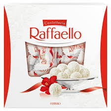 Desiccated coconut 25.5%, vegetable fats (palm, shea), sugar, almond (8%), skimmed milk powder, whey powder (milk), wheat flour, tapioca starch, emulsifier: Ferrero Rocher Raffaello 240g Sainsbury S