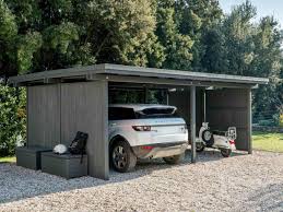 Abri de voiture ouvert en bois avec toit plat larry 11.7m² traité marron white wood. Le Carport Reglementation Construction Entretien Et Prix