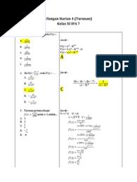 11 pemikiran pada turunan fungsi aljabar : Latihan Matematika Turunan Soal Dan Pembahasan