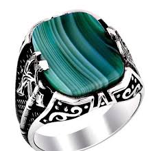 Black And Silver Mens Ring Hand Made Pure 925 Silver Sterling Men Ring With Black And Green Stone Weight 12 Gr N To Z Uk Sizes Recommend Retail Price 30 Pound In 2020 Mens Rings Fashion