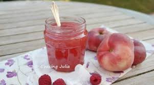 Confiture De Peches Blanches Et Framboises Confiture Peche Confiture Confiture Maison