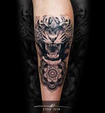 The mandala tattoo can come in many different. Tiger Portrait Mandala Black And Grey Tattoo Steve Toth Tatoeage Tatoeages Tijger