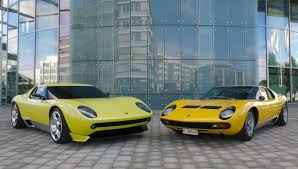 The Magnificent 1973 Lamborghini Miura Sv Next To The Brand New 2006 Miura Concept Lamborghini Miura Lamborghini Super Cars