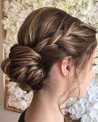 Braided half up half down hairstyles. Pretty Braided Updo Wedding Hairstyle Braided Hairstyles Updo Bridesmaid Hair Updo Hair Styles