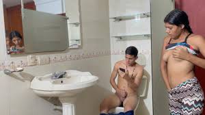 Indian Girl Watches Me Masturbating in a Public Bathroom and We End up  Fucking Me Hard until She Fills Her Ass with Milk