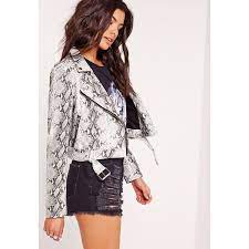 Missguided Faux Leather Snake Skin Biker Jacket Clothes Clothes Design Jackets