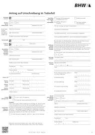 Https Www Bhw De Dam Bhwde Pdf Antrag Auf Umschreibung Im Todesfall 927333000 Pdf