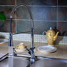 This commercial style faucet is made of brass material, single handle controls cold and hot water, with single hole installation, is easy to be installed.brushed nickel finish make the kitchen faucet has long service life.also the pull down kitchen faucet has pull out sprayer. Led Kitchen Sink Faucet Solid Brass Kitchen Tap With Pull Out Sprayer