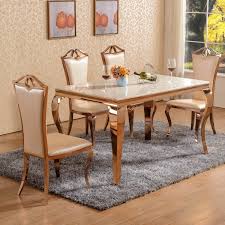Rose Gold Dining Table Chairs Set With Marble Top Allissias Attic Vintage French Style Dining Table Gold Gold Dining Dining Table