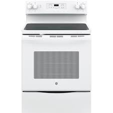 Gas stoves emit heat instantly with a gas flame. Ge 30 In Smooth Surface 4 Elements 5 3 Cu Ft Self Cleaning Freestanding Electric Range White In The Single Oven Electric Ranges Department At Lowes Com