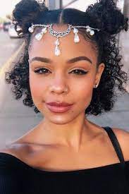 Space Buns And Headpiece For Curly Bob You Can Make The Same Number Of Haircuts As Your Creative Ability Lets You In 2019 Short Curly Hairstyles For Women Cute Curly Hairstyles