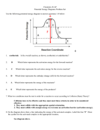 Chemistry unit 7 reaction equations worksheet 1 answers. Chemistry 12 Worksheet 1 2 Potential Energy Diagrams