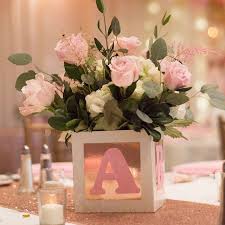 Baby Block Centerpiece Baby Showed Centerpiece Baby Shower Etsy In 2020 Girl Baby Shower Centerpieces Baby Shower Flowers Baby Shower Roses
