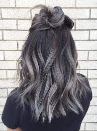 The coffee brown highlights on this woman's black hair give a very flattering effect. Balayage Gray Hair Novocom Top