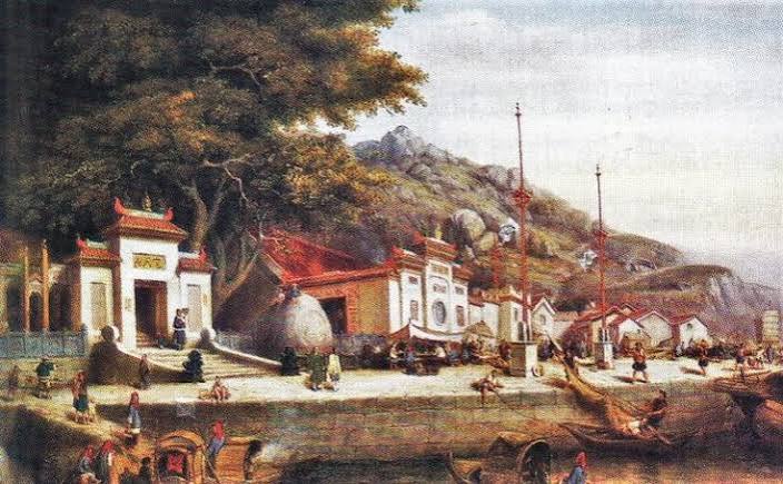 c. 1838 Macau Ma Kok Temple by William Prinsep (1794-1874) @HK Museum of Art.