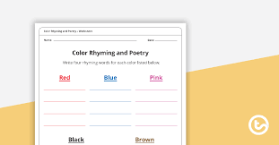 Circle the two words in each group that rhyme. Color Rhyming And Poetry Worksheet Teaching Resource Teach Starter
