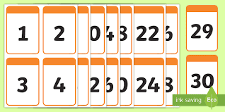 Numerals printed from web browser appear 6 and a half inches tall while pdf letters are eight inches high. Number Digit Cards 0 30