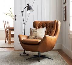 See more ideas about quality leather chairs, leather explore flexsteel home furniture: Wells Tufted Leather Swivel Armchair Pottery Barn