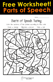 More color by number pages here. Thanksgiving Parts Of Speech Worksheet Squarehead Teachers