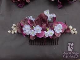 Thankyou 50k family :) this video is all about making of trending bridal veni using fresh flowers. Dress My Wedding Plum Hydrangea Baby S Breath Pearl Hair Comb Artificial Flowers Hair Accessory
