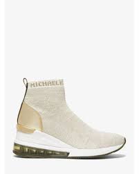 Michael Kors Leather Skyler Extreme Metallic Stretch Knit Sock Sneaker Lyst