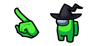 Among Us Lime Character In Witch Hat Cursor Custom Cursor Browser Extension