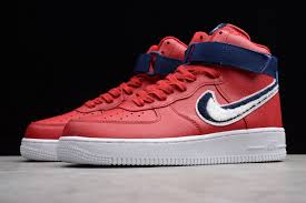 Black Air Forces With White Swoosh Nike Air Force 1 High 07 Lv8 Chenille Swoosh Gym Red White Blue Void 806403 603 Nike Air Force Nike Shoes Air Max Nike Air