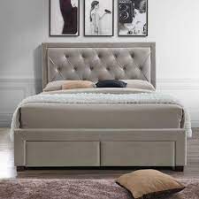 Combining fashion and function, the sarter. Aprodz Jere King Size Upholstered Bed With 4 Drawers For Bedroom Suede Fabric Upholstery Grey Amazon In Furniture