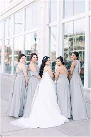 A Modern Industrial Wedding In Downtown Fort Smith Ar By Arkansas Photographer Kim Christop Long Bridal Hair Grey Bridesmaid Dresses Summer Engagement Session