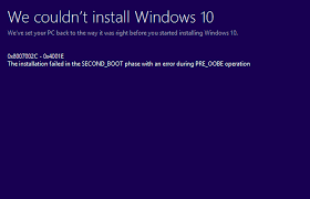 Fix The Error 0x8007002c 0x4001e The Installation Failed In The Second Boot Stage During Pre Oobe Operation Two Boots Oobe Fails