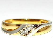 10k Gold Wedding Ring Mens 5mm 0 05ct Two Tone White And Yellow Gold Size 11 Rings For Men Mens Gold Diamond Rings Mens Wedding Rings