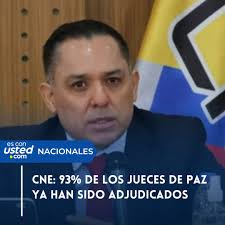 17Dic El vicepresidente del Consejo Nacional Electoral (CNE), Carlos  Quintero, informó la tarde de este lunes que el 93% de los jueces de paz  electos este domingo 15 de diciembre en una