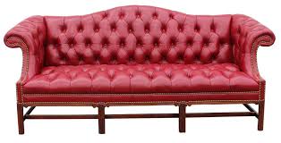 Hancock Moore Chippendale Red Leather Tufted Mahogany Sofa Sofa Comfy Sofa Leather Sofa
