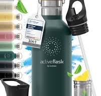Trinkflasche Edelstahl mit Strohhalm, Infuser + 3 Deckel: BPA-frei,  Auslaufsicher, Kohlensäure geeignet - Wasserflasche Fahrrad Thermosflasche  ...
