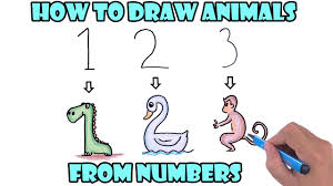 Step by step drawing !! How To Draw Animals From Numbers Easy 6 Drawing From Numbers For Kids 1 6 Youtube