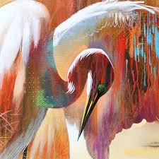 Abstract Bird Paintings On Canvas Abstract Bird Art Contemporary Egret Painting Reproduction Etsy Modern Artwork Abstract Bird Art Art