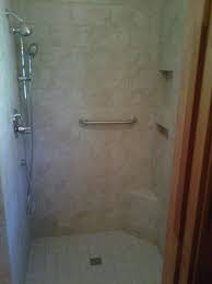 Shower With Foot Rest Grab Bar Niche In Small Shower Bathroom Shelf Decor Shower Tile Small Showers