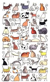 Gatti Stilizzati Disegni Di Scarabocchio Disegni Di Gatti Stampe Di Gatti