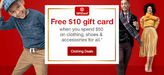 Here's how to save 10% off and how the promotion has changed. Free 10 Gift Card With 50 Target Clothing Purchase Freebies2deals