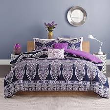 Browse a wide selection of bedding collections and individual bed linens, including duvet covers, sheets, pillowcases and more, in all sizes from twin to king. 5 Piece Girls Navy Blue Purple Medallion Theme Chevron Comforter Full Queen Set Girly All Over